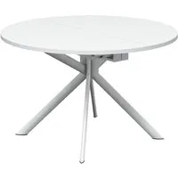 connubia table extensible à rallonge avec piètement blanc optique mat giove cb/4739-d 120 cm (plateau et rallonge blanc texturé - métal et bois anobli)