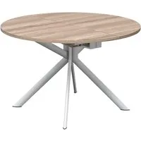 connubia table extensible à rallonge avec piètement blanc optique mat giove cb/4739-d 120 cm (plateau et rallonge vintage - métal et bois anobli)