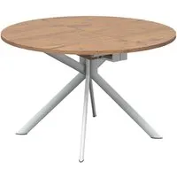connubia table extensible à rallonge avec piètement blanc optique mat giove cb/4739-d 120 cm (plateau et rallonge chêne tabac - métal et bois anobli)