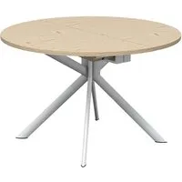 connubia table extensible à rallonge avec piètement blanc optique mat giove cb/4739-d 120 cm (plateau et rallonge chêne naturel - métal et bois anobli)