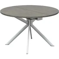 connubia table extensible à rallonge avec piètement blanc optique mat giove cb/4739-d 120 cm (plateau plomb et rallonge en stratifié tourterelle mat - métal et céramique)