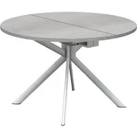 connubia table extensible à rallonge avec piètement blanc optique mat giove cb/4739-d 120 cm (plateau en béton et extension en stratifié gris mat - métal et céramique)
