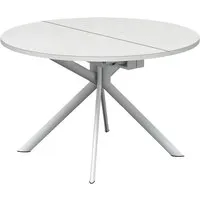 connubia table extensible à rallonge avec piètement blanc optique mat giove cb/4739-d 120 cm (plateau salt et rallonge en stratifié salt mat - métal et céramique)