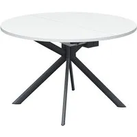 connubia table extensible à rallonge avec piètement gris mat giove cb/4739-d 120 cm (plateau et rallonge blanc texturé - métal et bois anobli)