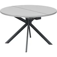 connubia table extensible à rallonge avec piètement gris mat giove cb/4739-d 120 cm (plateau tourterelle et rallonge en stratifié gris tourterelle mat - métal et verre sérigraphié)
