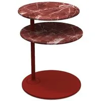 molteni & c table basse vicino table (structure rouge / plateaux rouge laguna - marbre et métal)