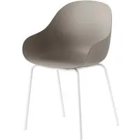 connubia set de 2 chaises avec accoudoirs academy cb2137 (structure blanche, coque gris tourterelle mat - métal peint et polypropylène recyclé)