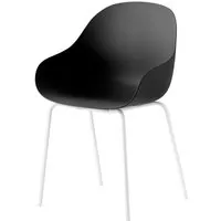 connubia set de 2 chaises avec accoudoirs academy cb2137 (structure blanche, coque noire mate - métal peint et polypropylène recyclé)