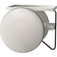 casamania table basse chariot (noir / blanc - structure en métal verni / plateau et roulettes en chêne)