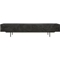 ethnicraft meuble tv graphic 240 cm (noir - teck et métal)