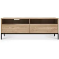 ethnicraft meuble tv ligna 140 cm (naturel - chêne et métal)