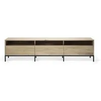 ethnicraft meuble tv ligna 210 cm (naturel - chêne et métal)
