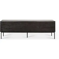 ethnicraft meuble tv grooves 162 cm (noir - teck et métal)