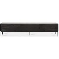 ethnicraft meuble tv grooves 242 cm (noir - teck et métal)