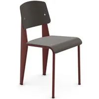 vitra chaise standard (chêne foncé, base rouge japonais - bois plaqué et acier peint)