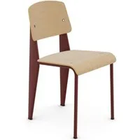 vitra chaise standard (chêne naturel, piètement rouge japonais - bois plaqué et acier peint)