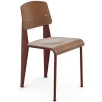 vitra chaise standard (noyer pigmenté noir, base rouge japonais - bois plaqué et acier peint)