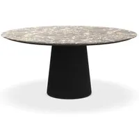 porro table ronde fixé avec base en frêne materic ø 160 cm (grey valentine opaque et frêne teinté noir - marbre et bois brossé)