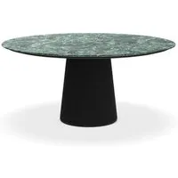 porro table ronde fixé avec base en frêne materic ø 160 cm (vert ramifié opaque et frêne teinté noir - marbre et bois brossé)