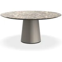 porro table ronde fixé avec base en métal materic ø 160 cm (grey valentine opaque et inox satiné opaque - marbre et métal)