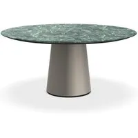 porro table ronde fixé avec base en métal materic ø 160 cm (vert ramifié opaque et inox satiné opaque - marbre et métal)