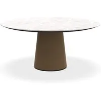 porro table ronde fixé avec base en métal materic ø 160 cm (blanc carrara opaque et laiton bruni - marbre et métal)