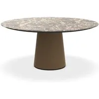 porro table ronde fixé avec base en métal materic ø 160 cm (grey valentine opaque et laiton bruni - marbre et métal)