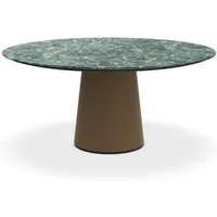 porro table ronde fixé avec base en métal materic ø 160 cm (vert ramifié opaque et laiton bruni - marbre et métal)