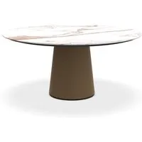 porro table ronde fixé avec base en métal materic ø 160 cm (covelano fantastique opaque et laiton bruni - marbre et métal)