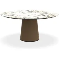 porro table ronde fixé avec base en métal materic ø 160 cm (paonazzo opaque et laiton bruni - marbre et métal)