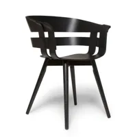design house stockholm chaise wick chair noir-pieds en frêne noir