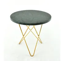 ox denmarq table d'appoint mini o ø40 h37, structure en laiton marbre vert