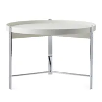 warm nordic table basse compose ø70 cm avec structure chromée warm white
