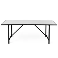 warm nordic table à manger à structure noire herringbone tile pure white