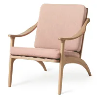 warm nordic fauteuil chêne huilé blanc lean back canvas pale rose