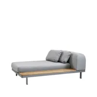 cane-line chaise longue space light grey panneau latéral gauche long, gris teck, support en aluminium
