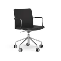 swedese la chaise de bureau stella peut être montée/abaissée par basculement cuir elmosoft 99999 noir, structure chromée, inclinaison au dos