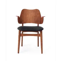 warm nordic chaise gesture, assise revêtue de textile support en chêne huilé teck anthracite
