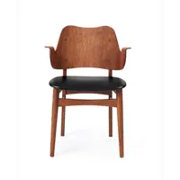 warm nordic chaise gesture, assise revêtue de textile cuir prescott 207 black, structure en chêne huilé teck, assise rembourrée