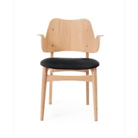 warm nordic chaise gesture, assise revêtue de textile anthracite-structure en chêne huilé blanc