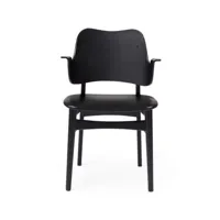 warm nordic chaise gesture, assise revêtue de textile cuir prescott 207 black, structure en hêtre laqué noir, assise rembourrée