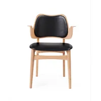 warm nordic chaise gesture, assise et dossier revêtus de textile cuir prescott 207 black, structure en chêne huilé blanc, assise rembourrée, dossier rembourré