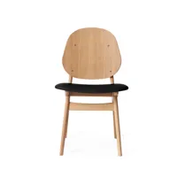 warm nordic chaise noble cuir black, structure en chêne huilé blanc