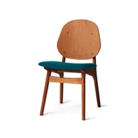 warm nordic chaise noble tissu dark turquoise, structure en chêne huilé teck