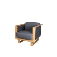 cane-line fauteuil lounge angle dark grey, teak
