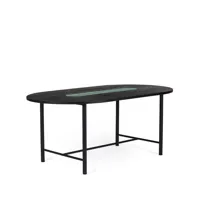 warm nordic table à manger be my guest chêne huilé noir, structure en acier noir, céramique verte, 100x180