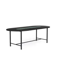warm nordic table à manger be my guest chêne huilé noir, structure en acier noir, céramique verte, 100x220