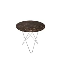 ox denmarq table basse mini o marbre marron, support en acier inoxydable