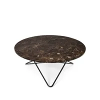 ox denmarq table basse o marbre marron, support laqué noir