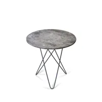 ox denmarq table basse mini o tall marbre gris, support laqué noir